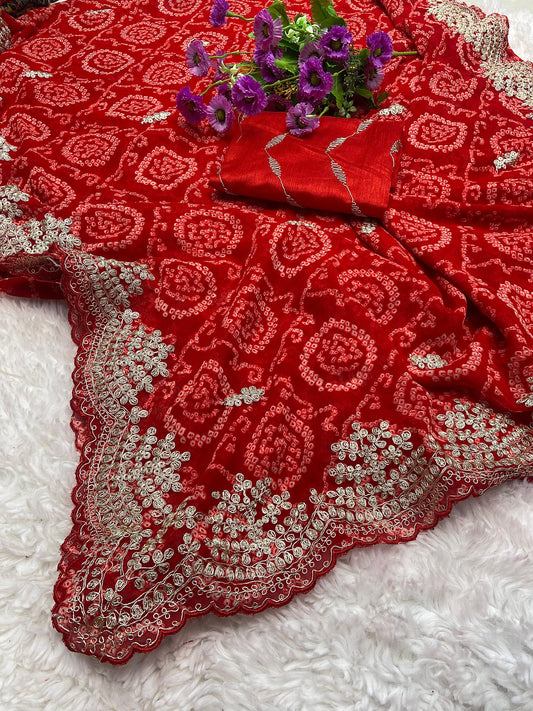 Soft Lightweight Georgette x Pitta Work Saree