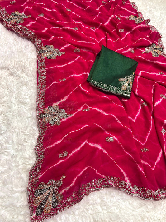 Georgette Lehriya saree