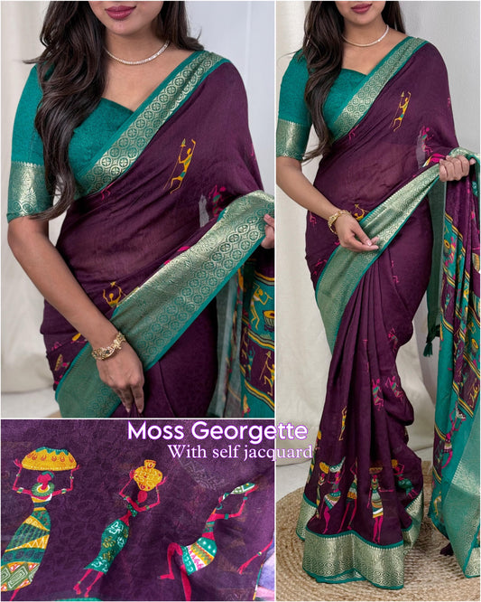 Dhingli-Pure Georgette Kalamkari Print Saree