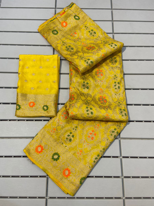 Meenakari Work-Pure Khadi Crepe Silk Saree