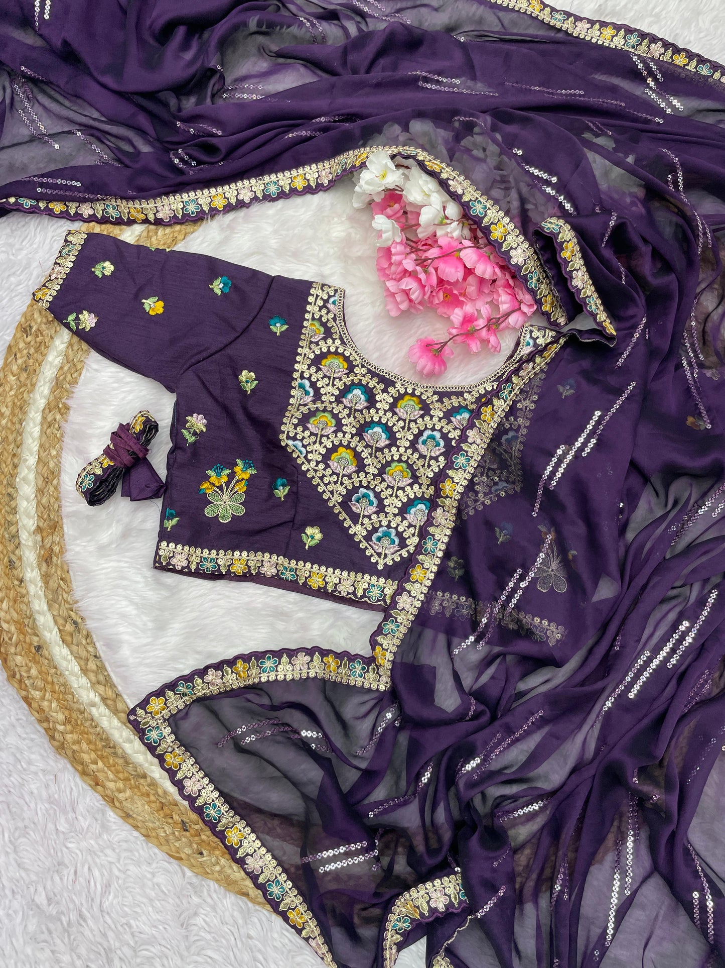Pure Blooming Natural Rangoli silk saree