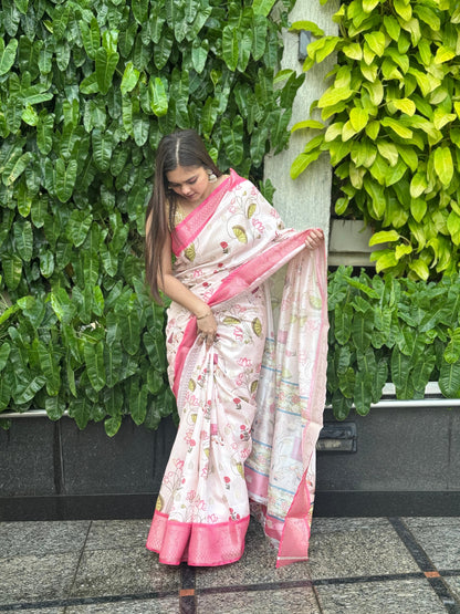 Kalamkari-Dola Digital Silk Saree